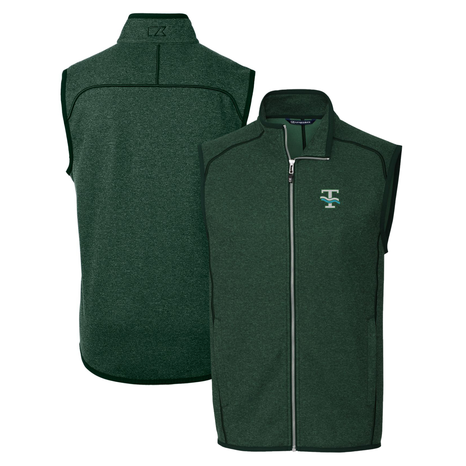 Men’s Cutter & Buck Heather Green Tulane Green Wave Mainsail Sweater-Knit Full-Zip Vest Men’s Cutter & Buck Heather Green Tulane Green Wave Mainsail Sweater-Knit Full-Zip Vest