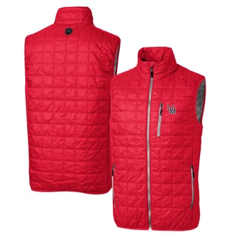 Cutter & Buck Red Ole Miss Rebels Primary Team Logo Rainier PrimaLoft Eco Insulated Full-Zip Puffer Vest