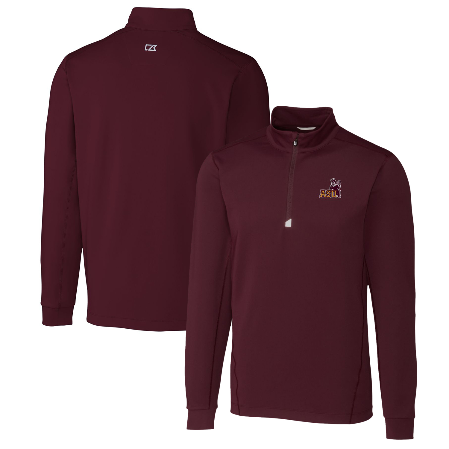 Men's Cutter & Buck Maroon Arizona State Sun Devils Traverse Stretch Quarter Zip-Pullover Top