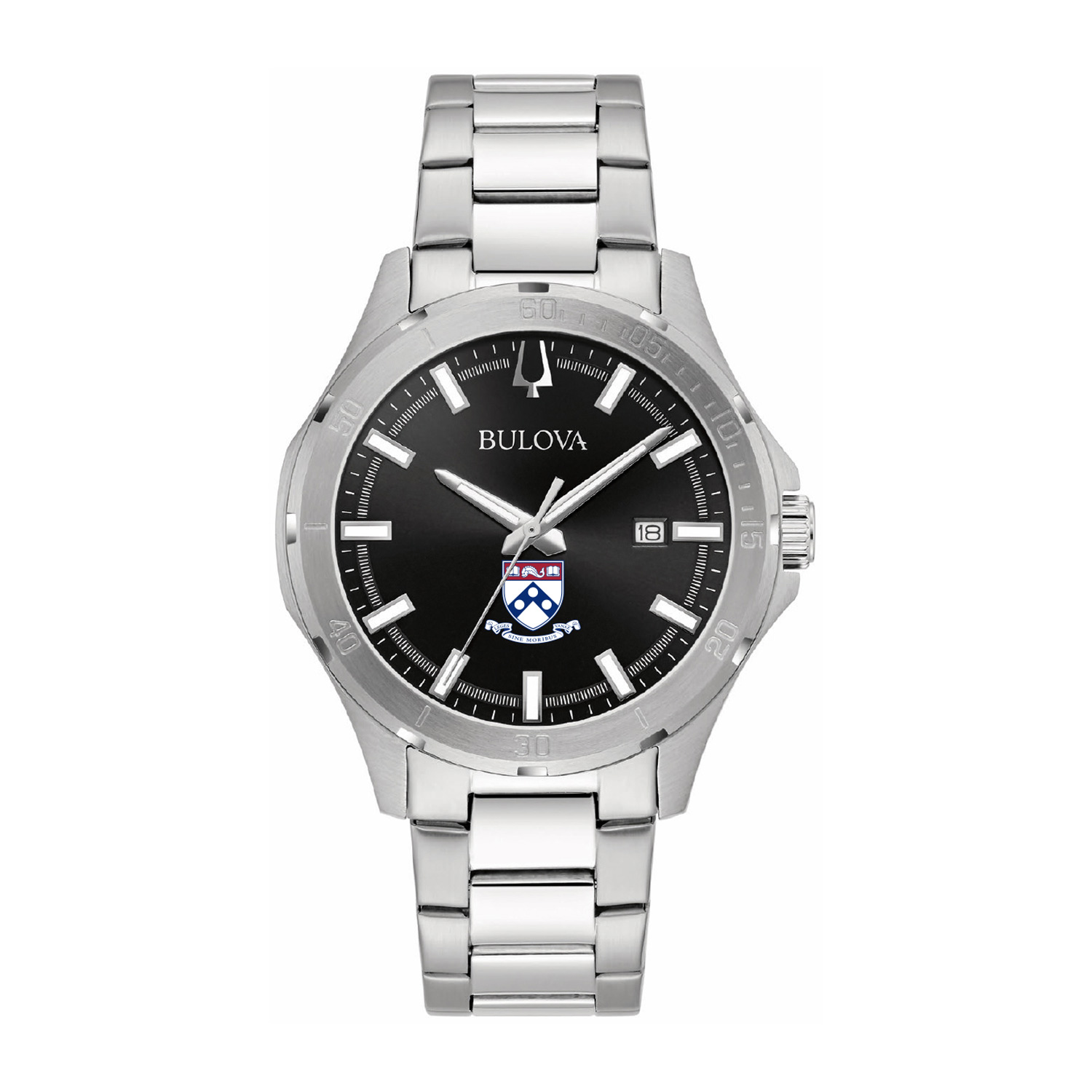 Men's Bulova Black Pennsylvania Quakers Stainless Steel Classic Sport Watch