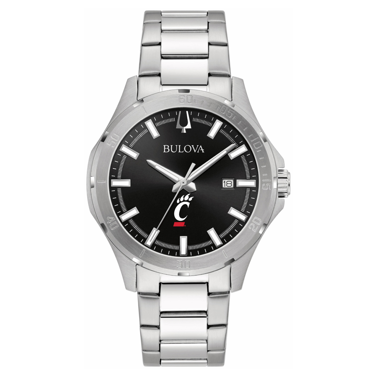 Men's Bulova Black Cincinnati Bearcats Stainless Steel Classic Sport Watch