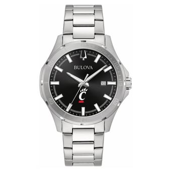 Men's Bulova Black Cincinnati Bearcats Stainless Steel Classic Sport Watch