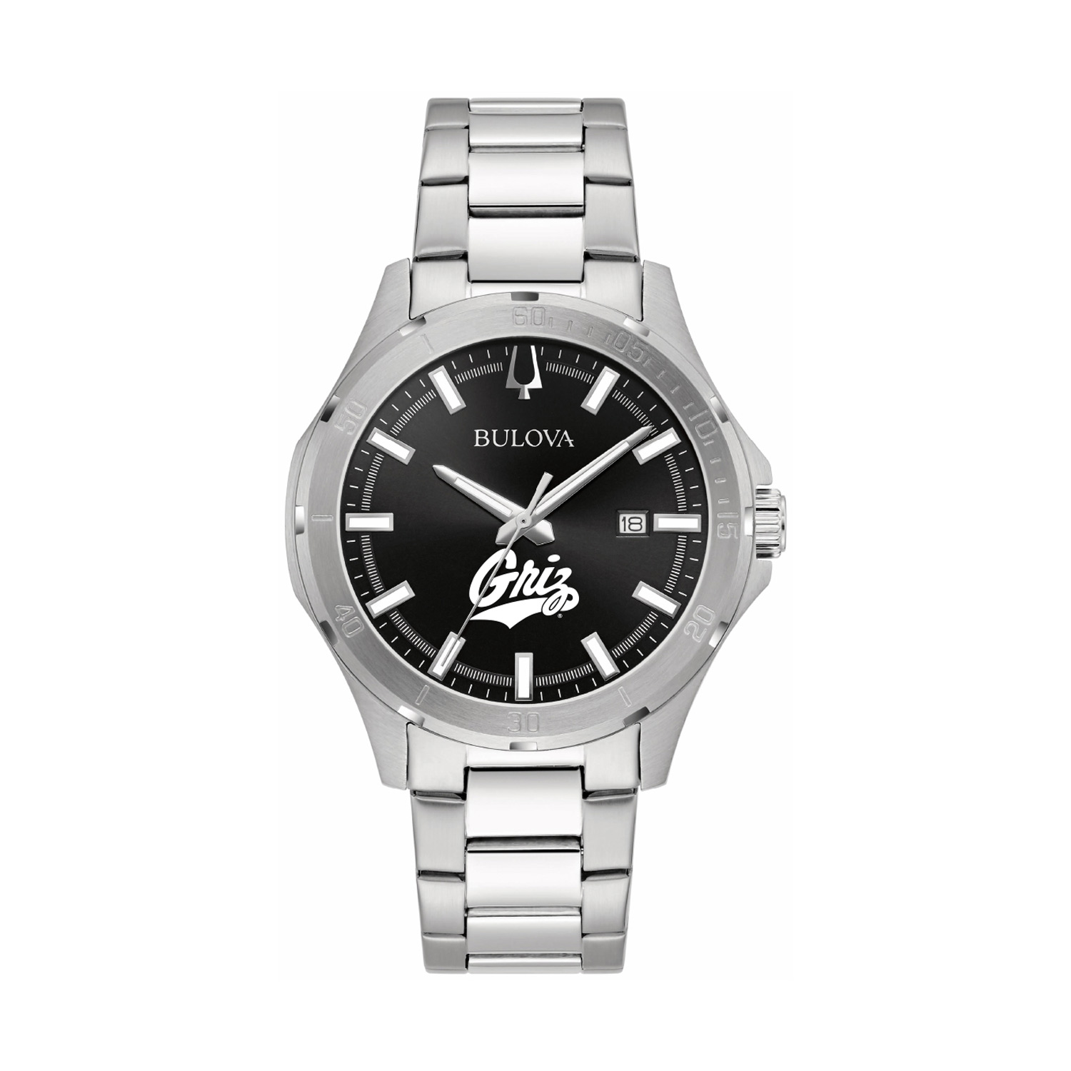Men's Bulova Black Montana Grizzlies Stainless Steel Classic Sport Watch