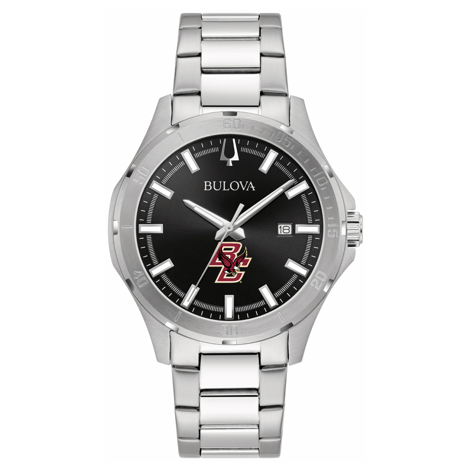 Men's Bulova Black Boston College Eagles Stainless Steel Classic Sport Watch