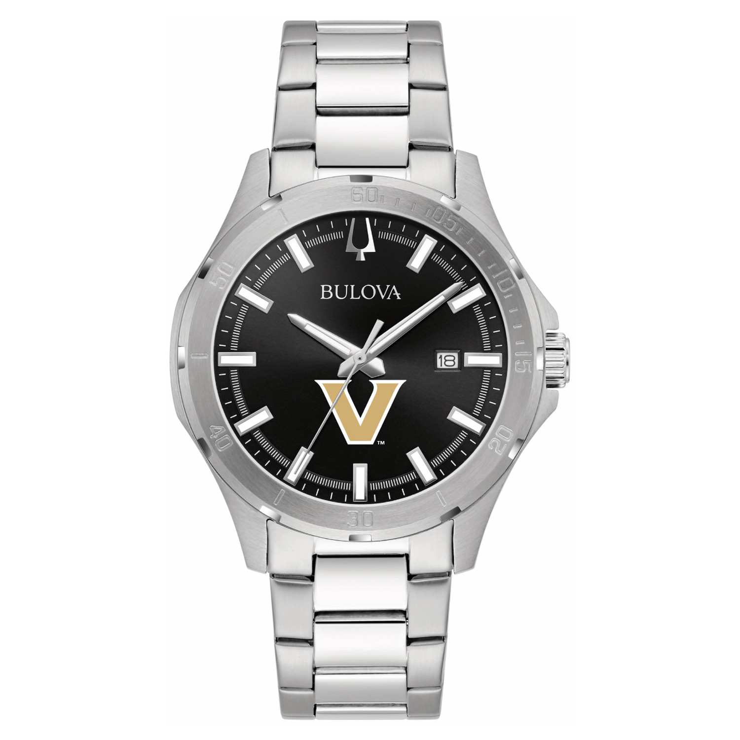 Men's Bulova Black Vanderbilt Commodores Stainless Steel Classic Sport Watch
