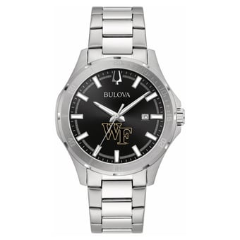 Men's Bulova Black Wake Forest Demon Deacons Stainless Steel Classic Sport Watch