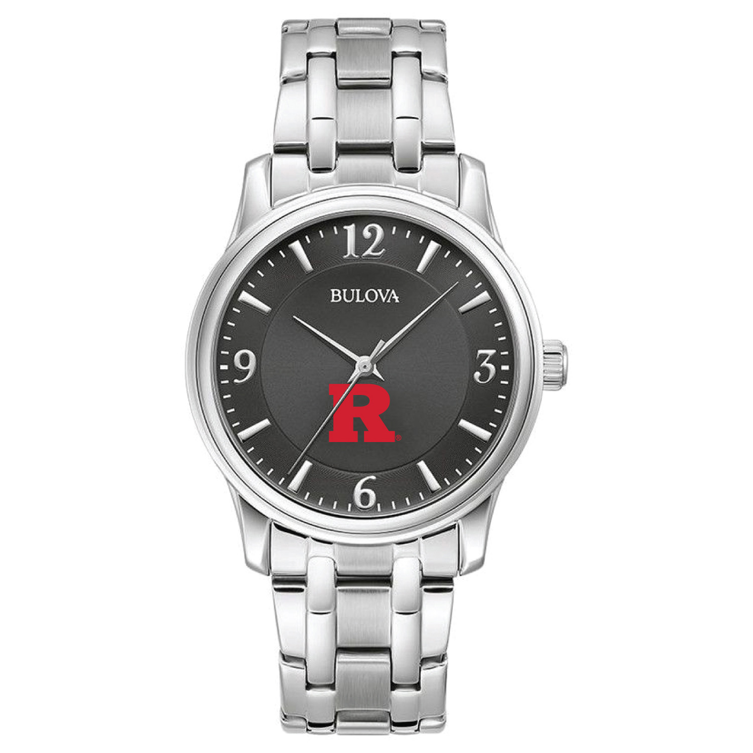 Men's Bulova Black Rutgers Scarlet Knights Stainless Steel Corporate Collection Watch