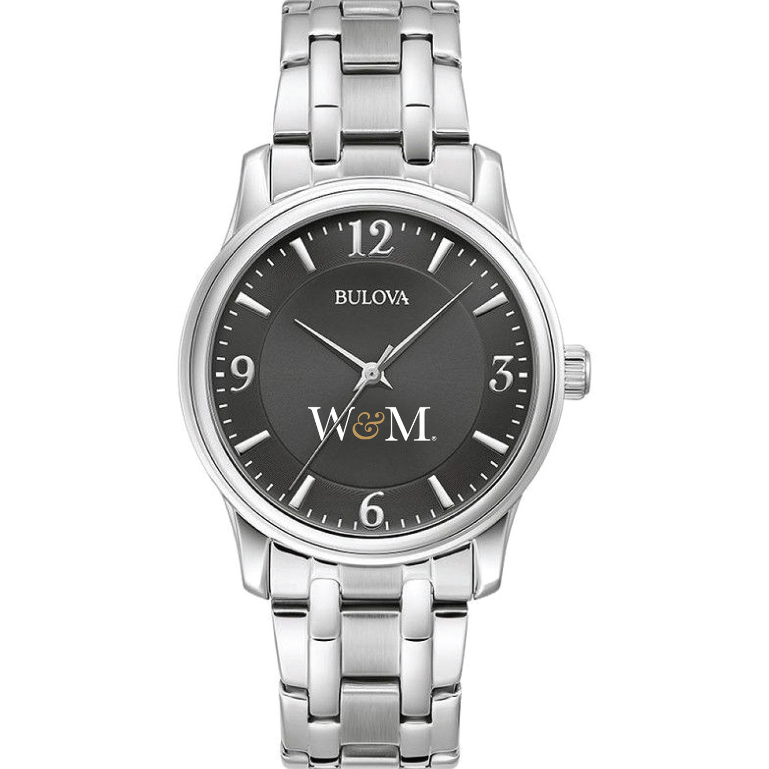 Men's Bulova Black William & Mary Tribe Stainless Steel Corporate Collection Watch