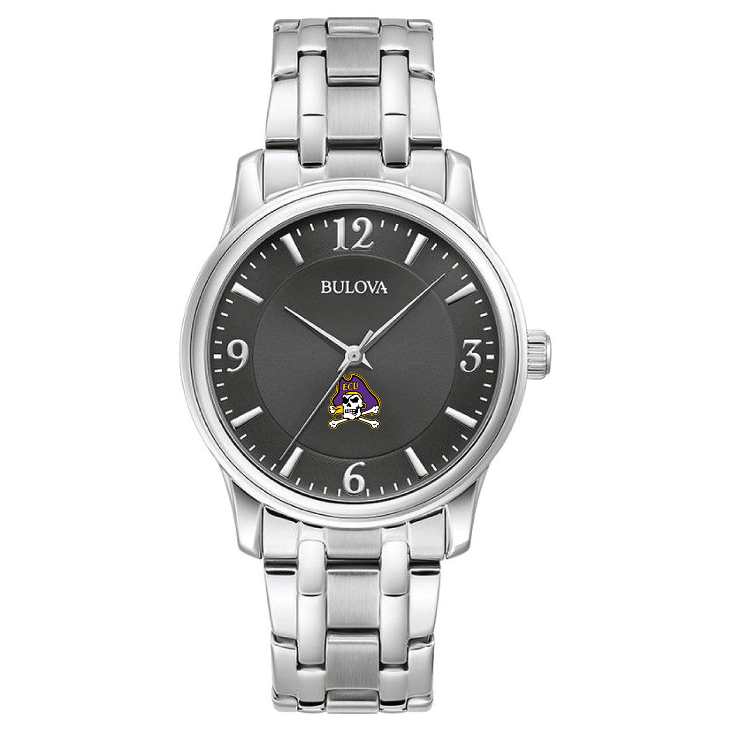 Men's Bulova Black ECU Pirates Stainless Steel Corporate Collection Watch