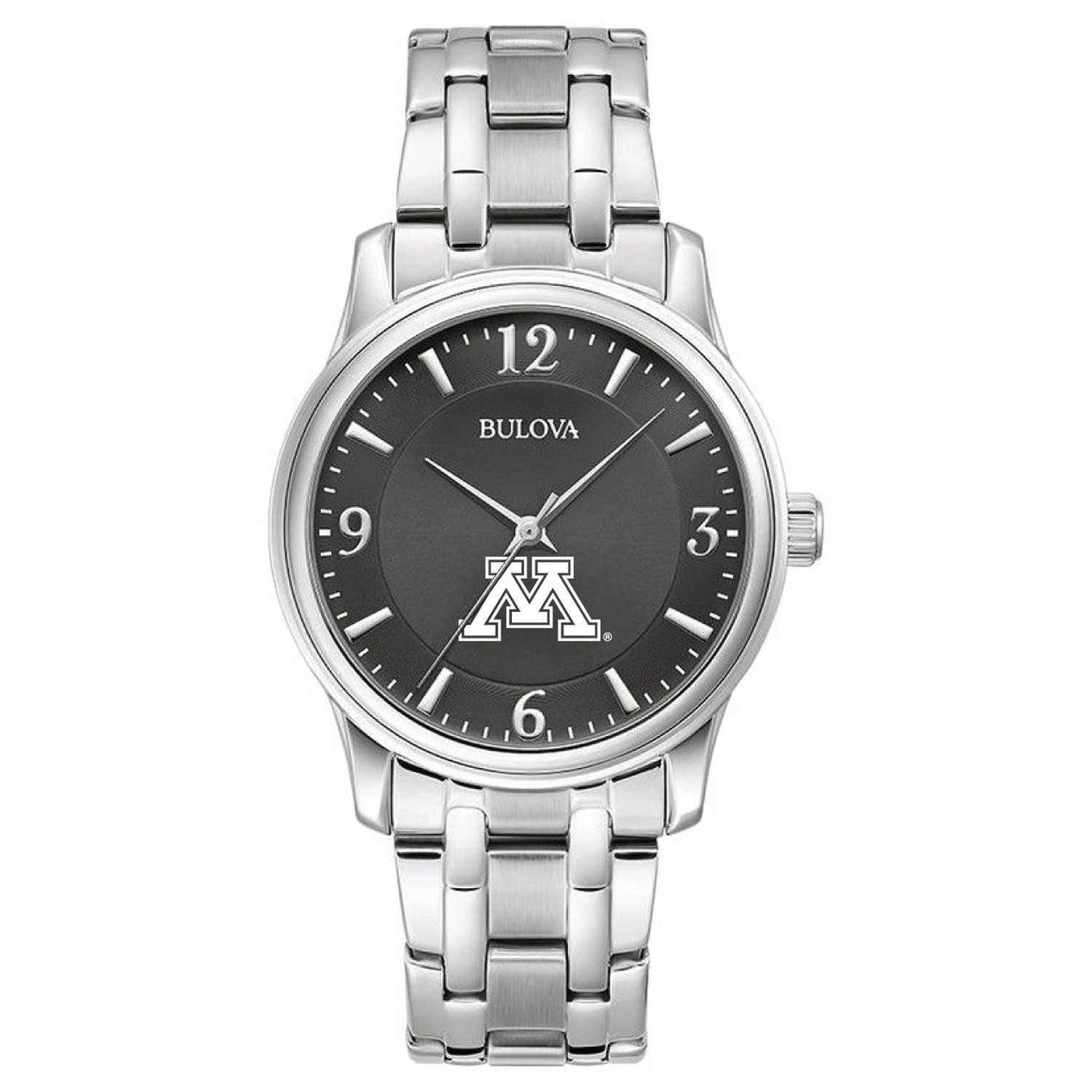 Men's Bulova Black Minnesota Golden Gophers Stainless Steel Corporate Collection Watch