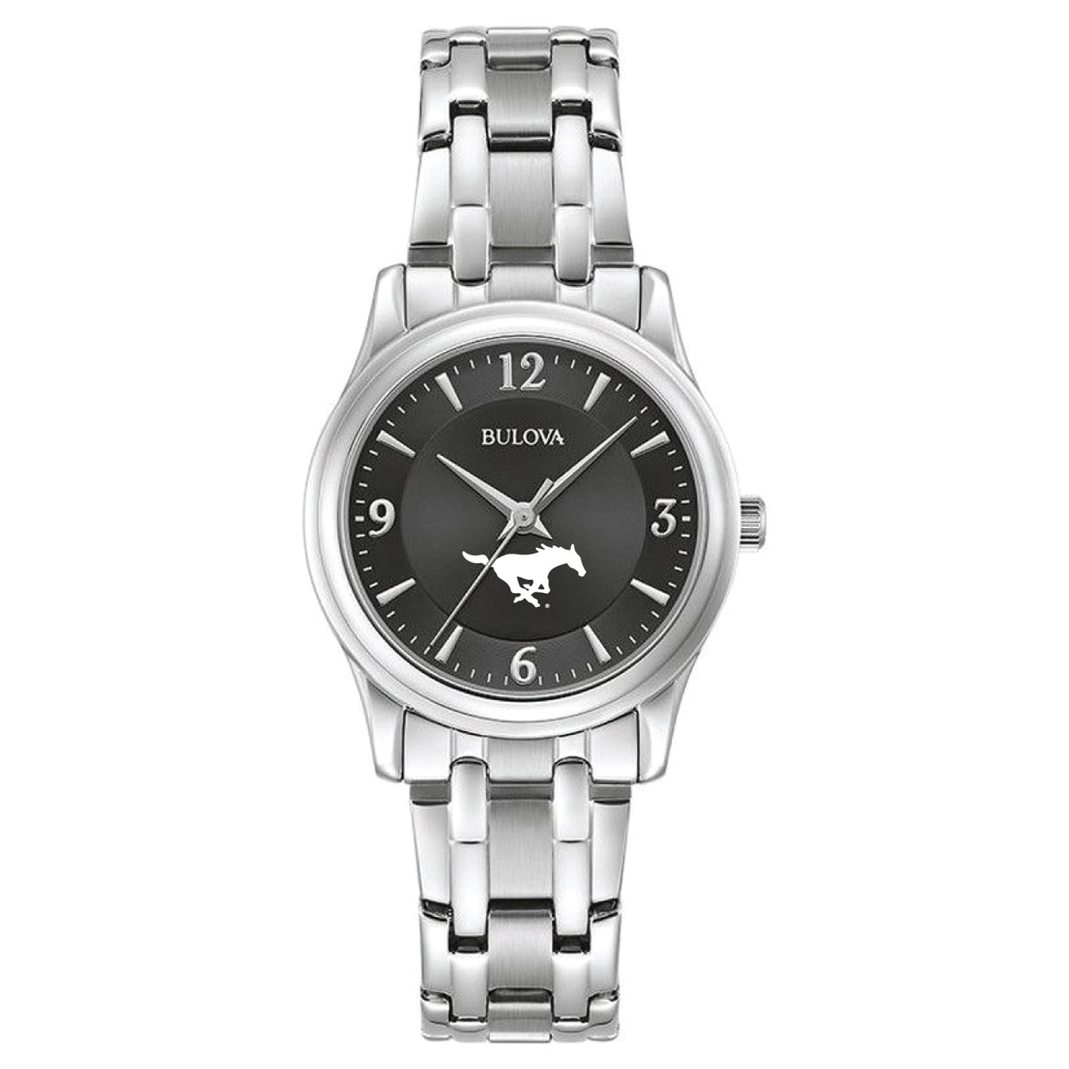 Women's Bulova Black SMU Mustangs Corporate Collection Stainless Steel Watch