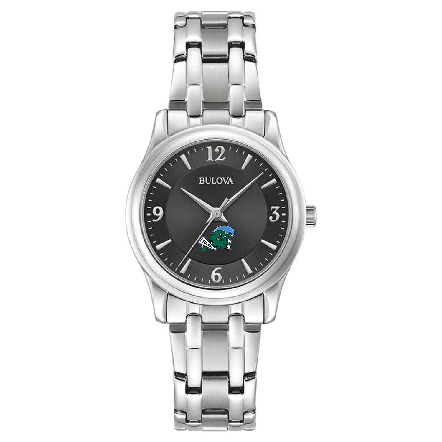 Women's Bulova Black Tulane Green Wave Corporate Collection Stainless Steel Watch