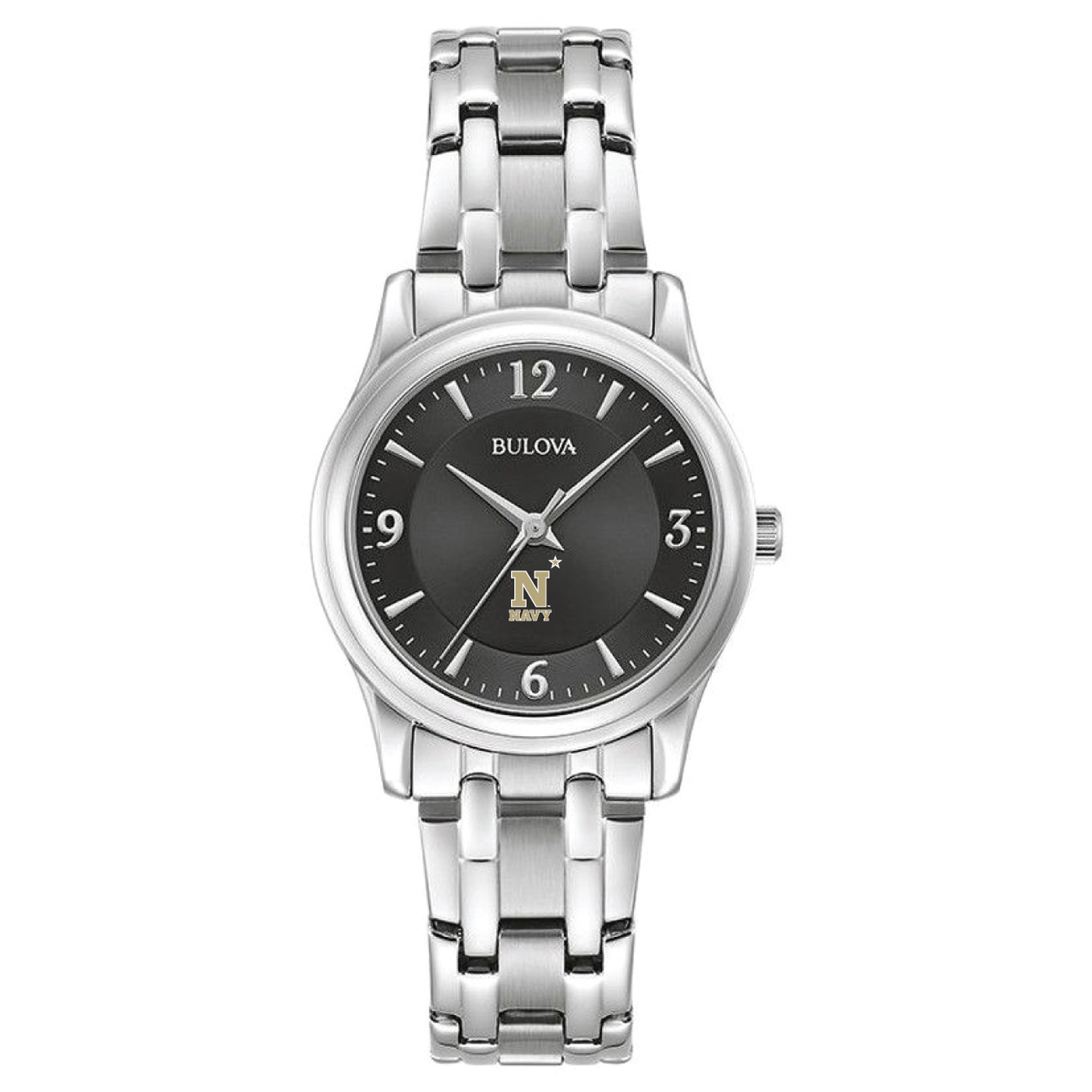 Women's Bulova Black Navy Midshipmen Corporate Collection Stainless Steel Watch
