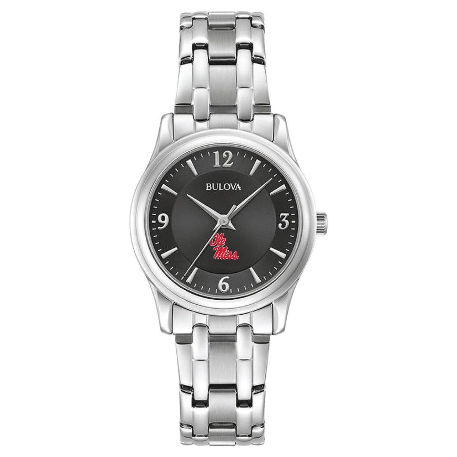Women's Bulova Black Ole Miss Rebels Corporate Collection Stainless Steel Watch