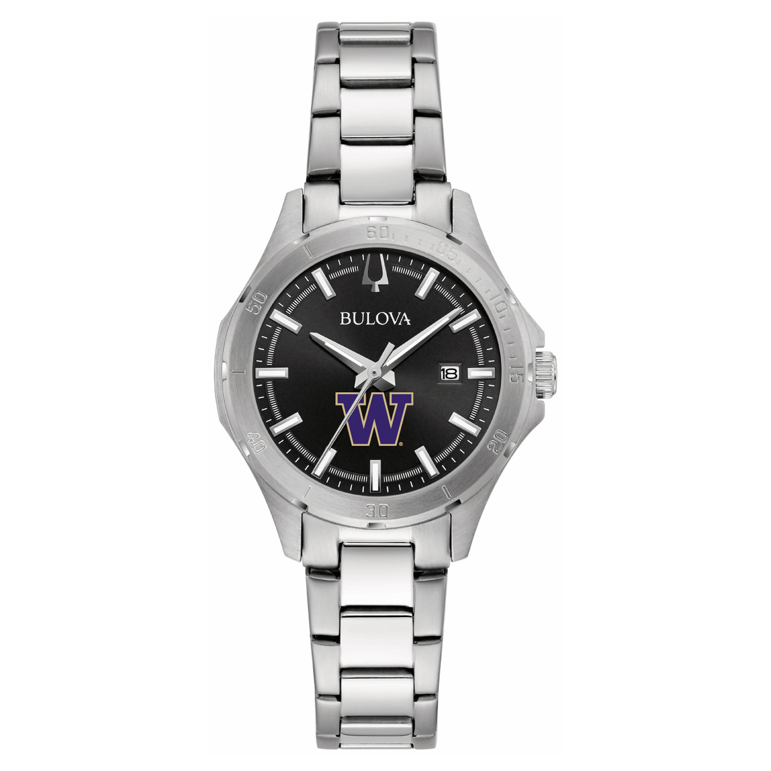 Women's Bulova Black Washington Huskies Stainless Steel Sport Classic Watch