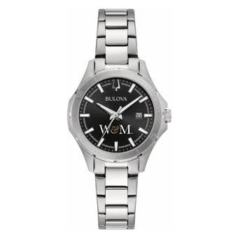 Women's Bulova Black William & Mary Tribe Stainless Steel Sport Classic Watch