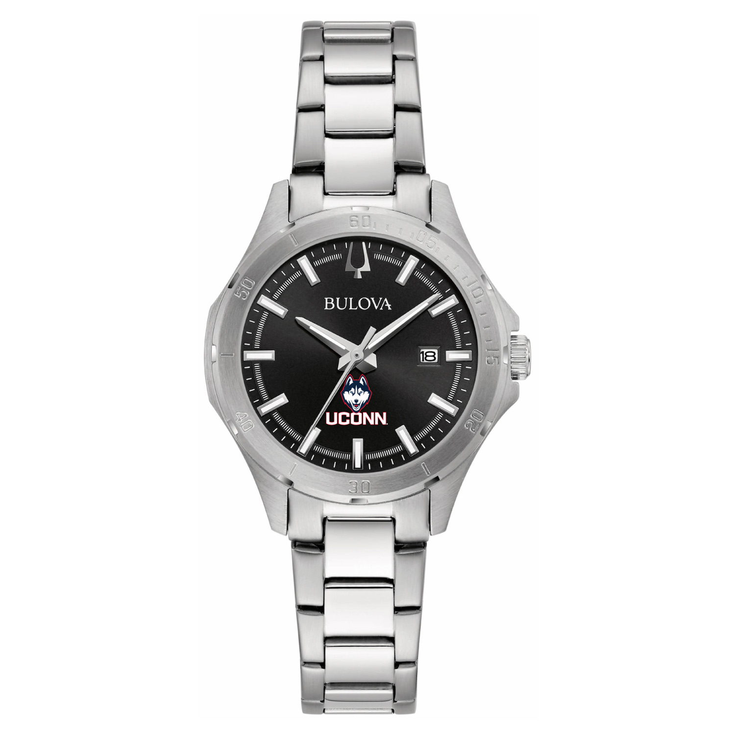 Women's Bulova Black UConn Huskies Stainless Steel Sport Classic Watch