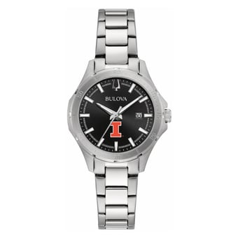 Women's Bulova Black Illinois Fighting Illini Stainless Steel Sport Classic Watch