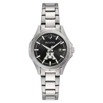 Women's Bulova Black Minnesota Golden Gophers Stainless Steel Sport Classic Watch