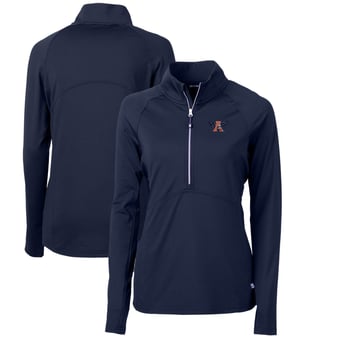 Women's Cutter & Buck Navy Auburn Tigers Adapt Eco Knit Stretch Recycled Half-Zip Pullover Top