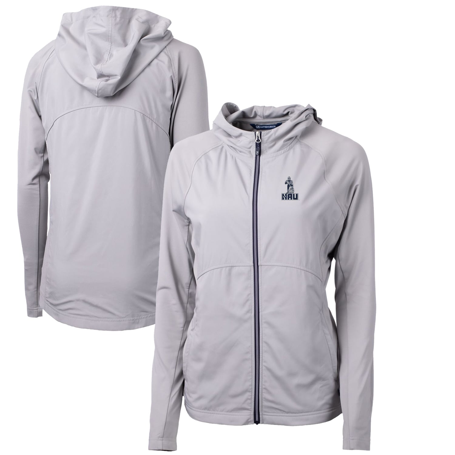 Women's Cutter & Buck Gray Northern Arizona Lumberjacks Adapt Eco Knit Hybrid Recycled Full-Zip Hoodie