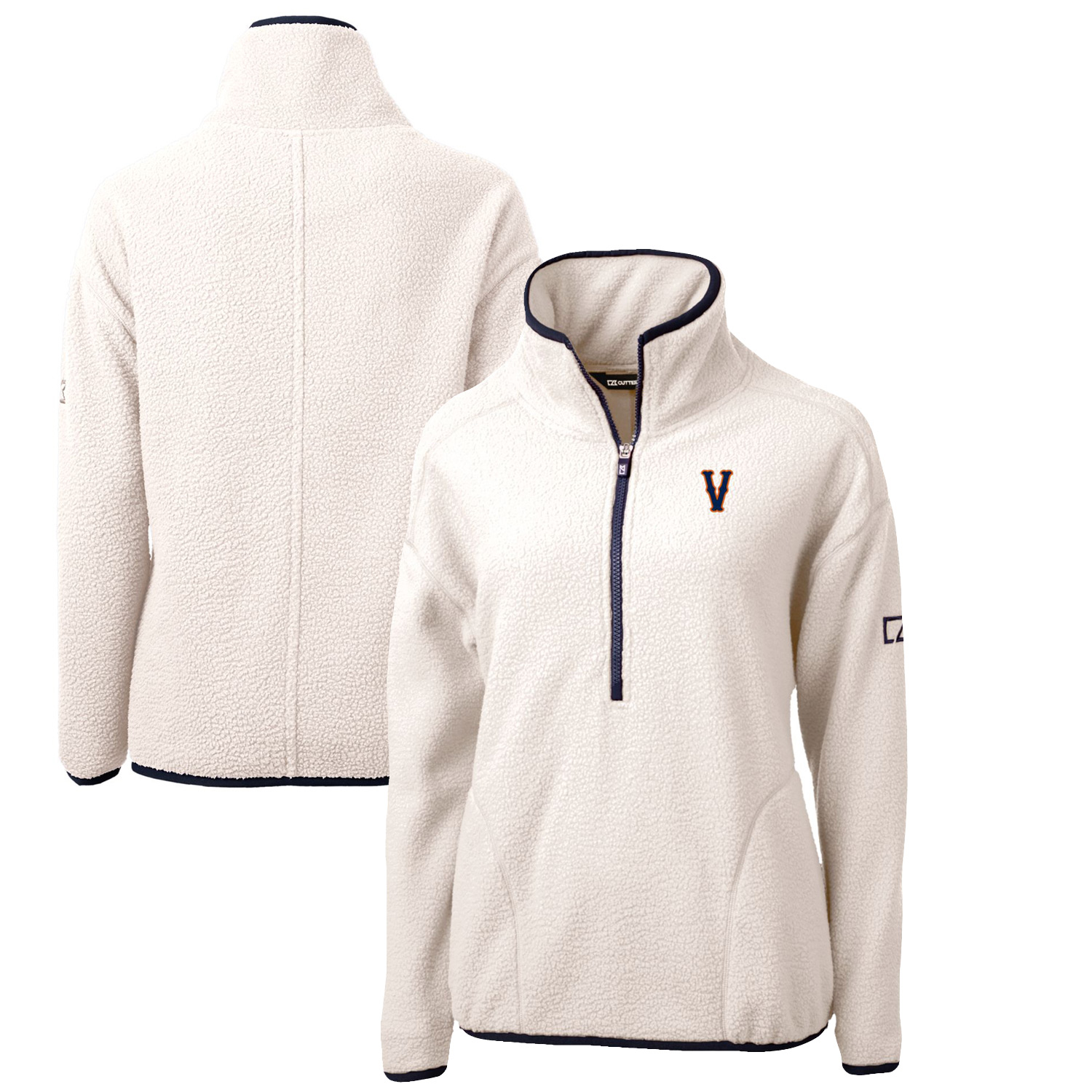Women’s Cutter & Buck White Virginia Cavaliers Vintage Cascade Eco Sherpa Fleece Half-Zip Pullover Jacket Women’s Cutter & Buck White Virginia Cavaliers Vintage Cascade Eco Sherpa Fleece Half-Zip Pullover Jacket