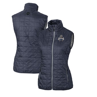 Women's Cutter & Buck Heather Navy Utah State Aggies Vault Rainier PrimaLoft Eco Full-Zip Puffer Vest