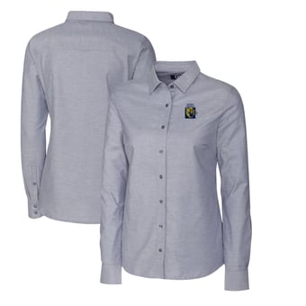 Women's Cutter & Buck Charcoal FIU Panthers Oxford Stretch Long Sleeve Button-Up Shirt