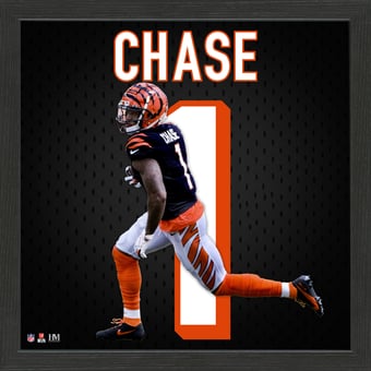 Highland Mint Ja'Marr Chase Cincinnati Bengals 13'' x 13'' Jersey Impact Frame