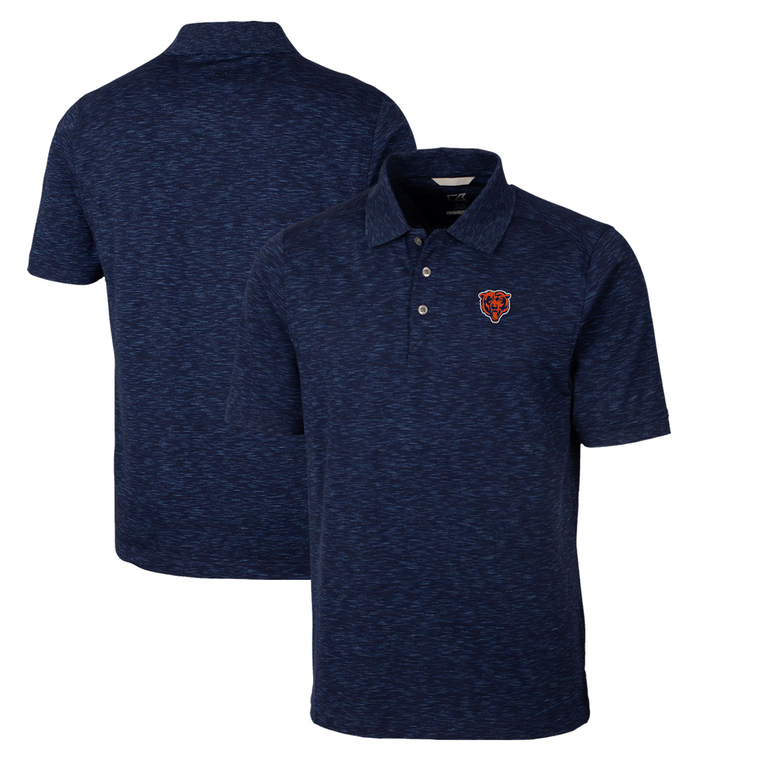 Men's Cutter & Buck Navy Chicago Bears Advantage Tri-Blend Space Dye Big & Tall Throwback Polo