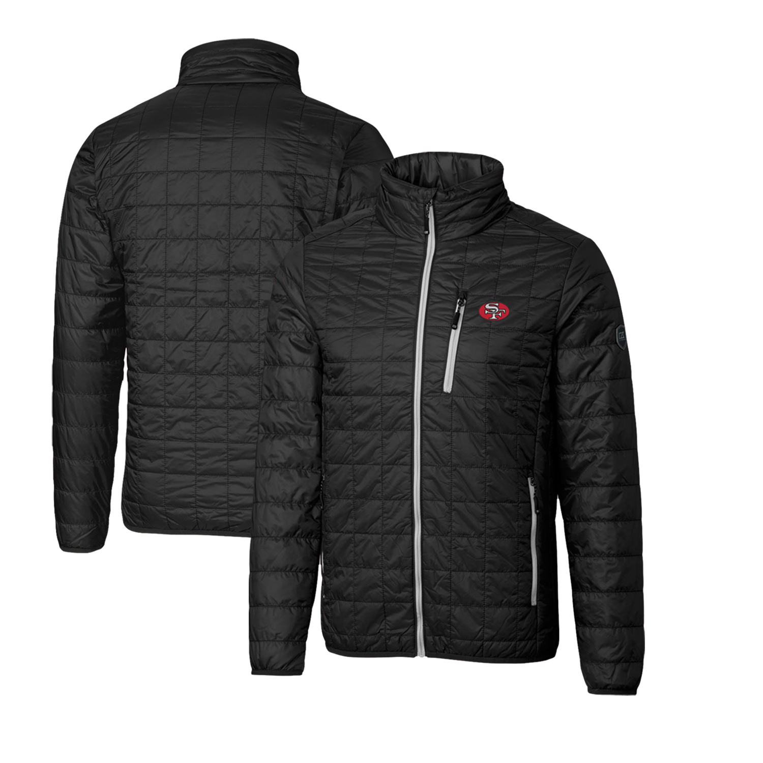 Men's Cutter & Buck Black San Francisco 49ers Throwback Logo Big & Tall Rainier Eco Insulated Full-Zip Puffer Jacket