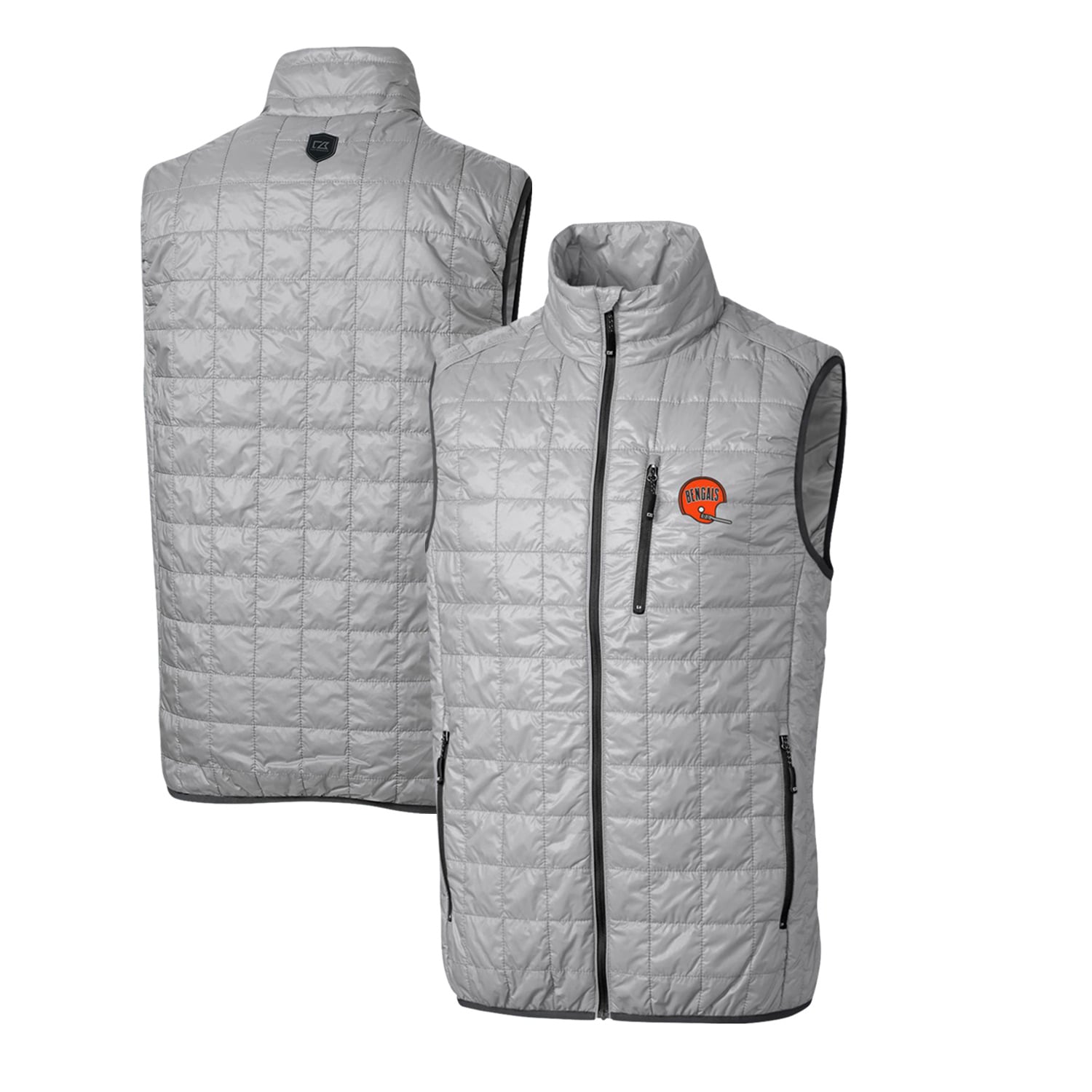Men’s Cutter & Buck Gray Cincinnati Bengals Throwback Logo Big & Tall Rainier PrimaLoft Eco Insulated Full-Zip Puffer Vest Men’s Cutter & Buck Gray Cincinnati Bengals Throwback Logo Big & Tall Rainier PrimaLoft Eco Insulated Full-Zip Puffer Vest