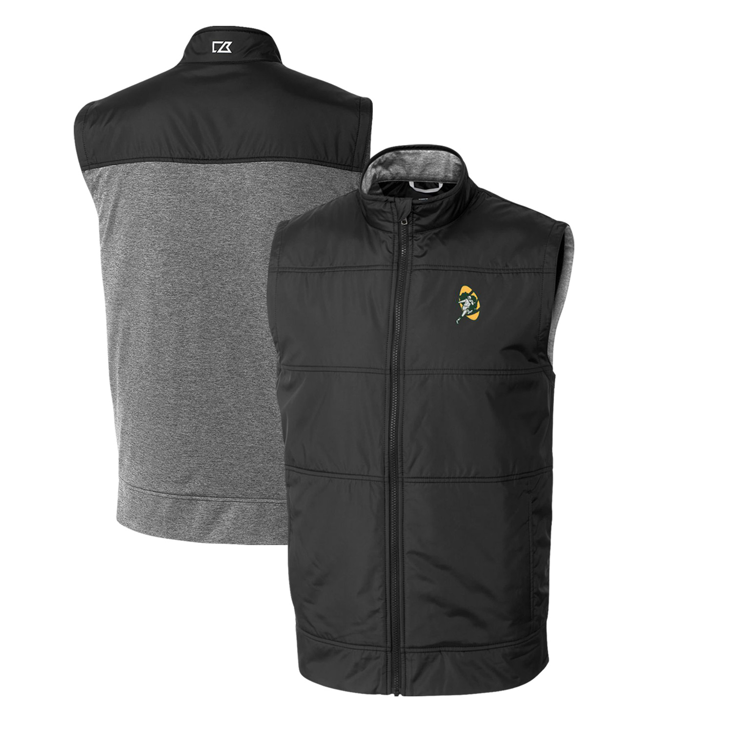 Men’s Cutter & Buck Black Green Bay Packers Throwback Logo Big & Tall Stealth Hybrid Quilted Windbreaker Full-Zip Vest Men’s Cutter & Buck Black Green Bay Packers Throwback Logo Big & Tall Stealth Hybrid Quilted Windbreaker Full-Zip Vest