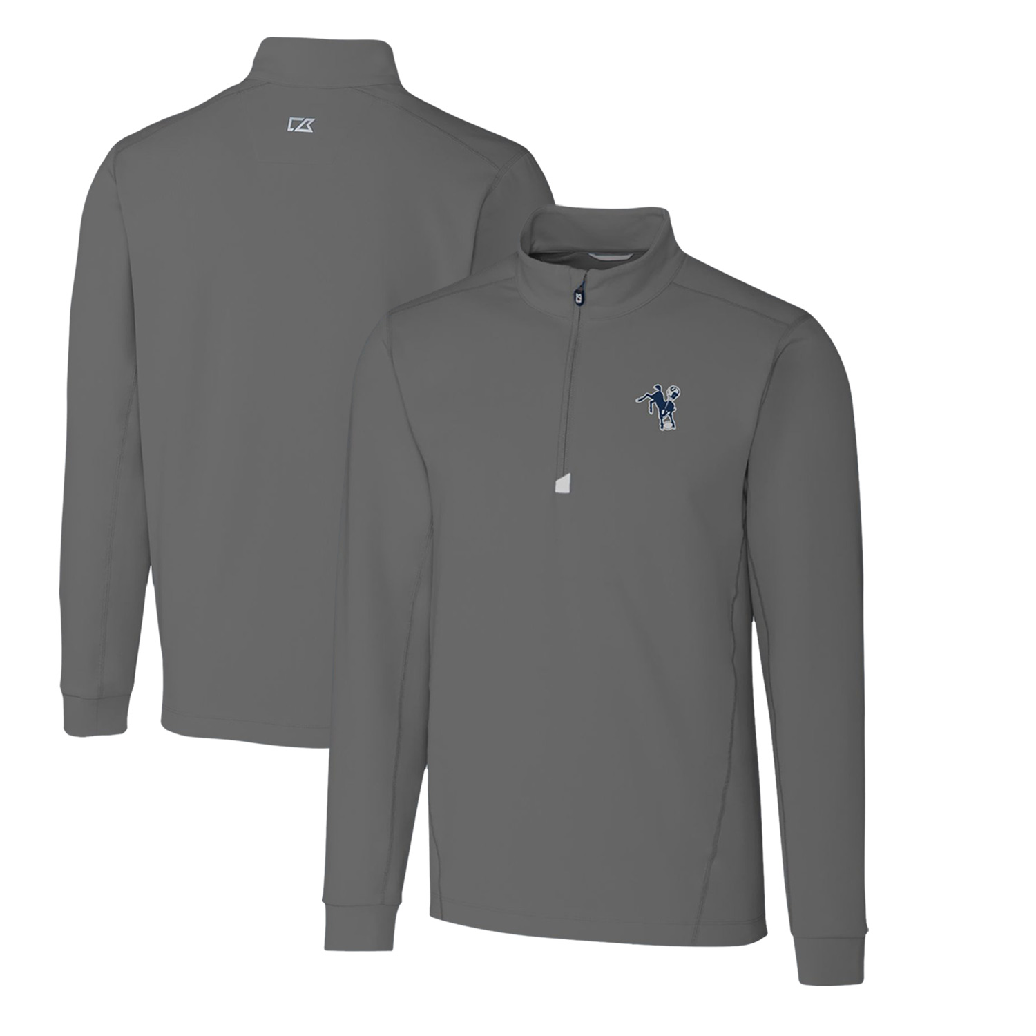 Men's Cutter & Buck Steel Indianapolis Colts Throwback Logo Traverse Stretch Quarter-Zip Big & Tall Pullover Top