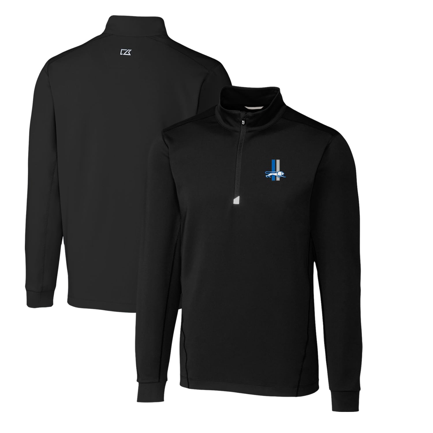 Men’s Cutter & Buck Black Detroit Lions Throwback Logo Traverse Stretch Quarter-Zip Big & Tall Pullover Top Men’s Cutter & Buck Black Detroit Lions Throwback Logo Traverse Stretch Quarter-Zip Big & Tall Pullover Top