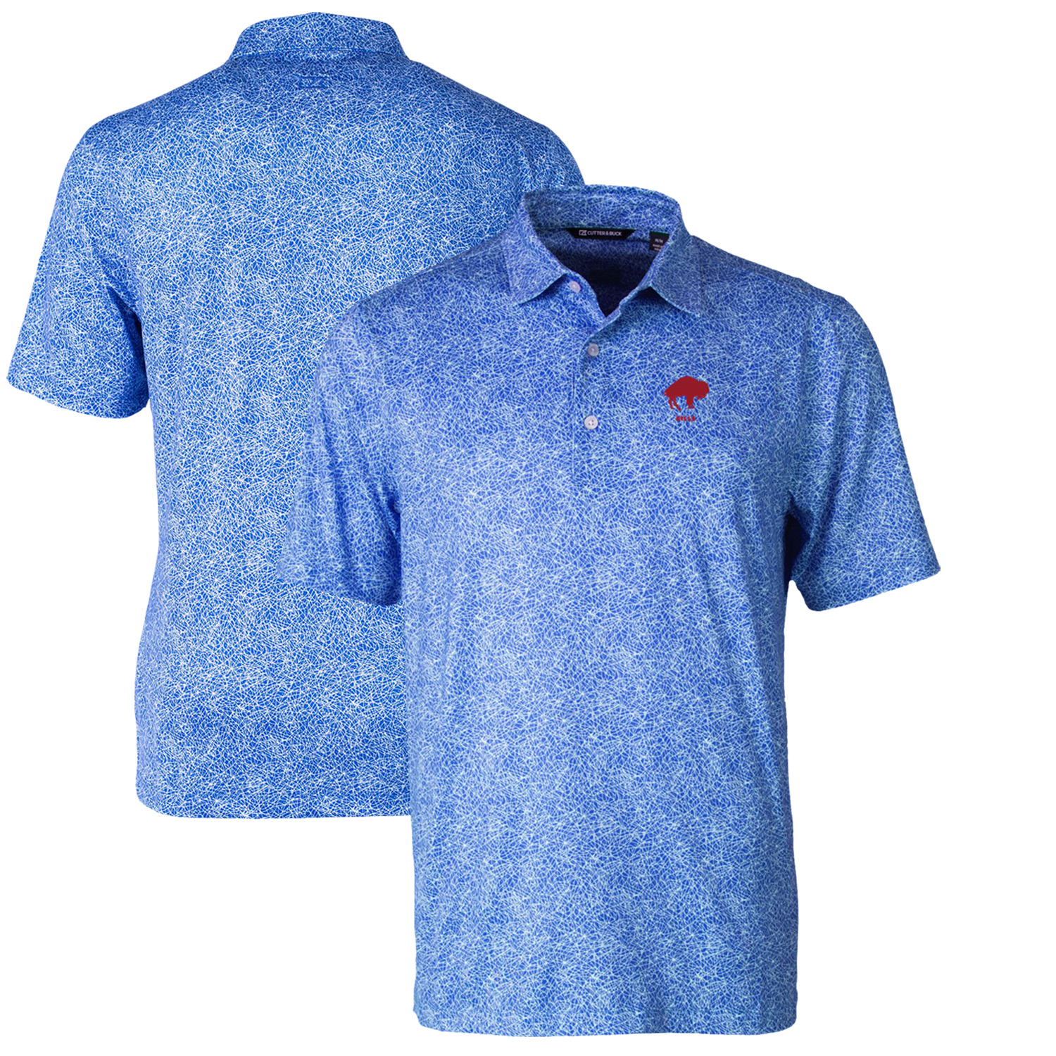 Men's Cutter & Buck Blue Buffalo Bills Throwback Logo Pike Constellation Stretch Polo