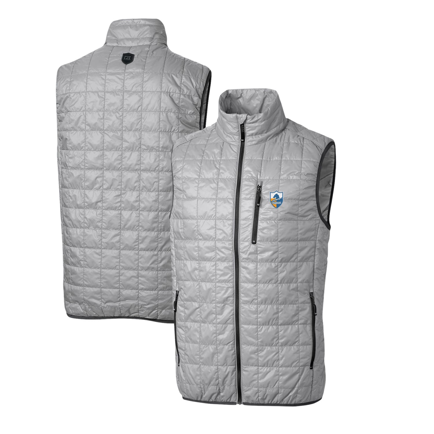 Men’s Cutter & Buck Gray Los Angeles Chargers Throwback Logo Rainier PrimaLoft Eco Insulated Full-Zip Puffer Vest Men’s Cutter & Buck Gray Los Angeles Chargers Throwback Logo Rainier PrimaLoft Eco Insulated Full-Zip Puffer Vest