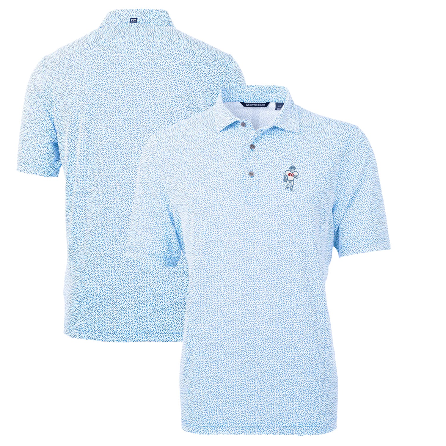 Men's Cutter & Buck Light Blue Houston Oilers Throwback Logo Virtue Eco-Pique Botanical Recycled Polo