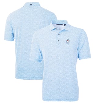 Men's Cutter & Buck Light Blue Houston Oilers Throwback Logo Virtue Eco-Pique Botanical Recycled Polo
