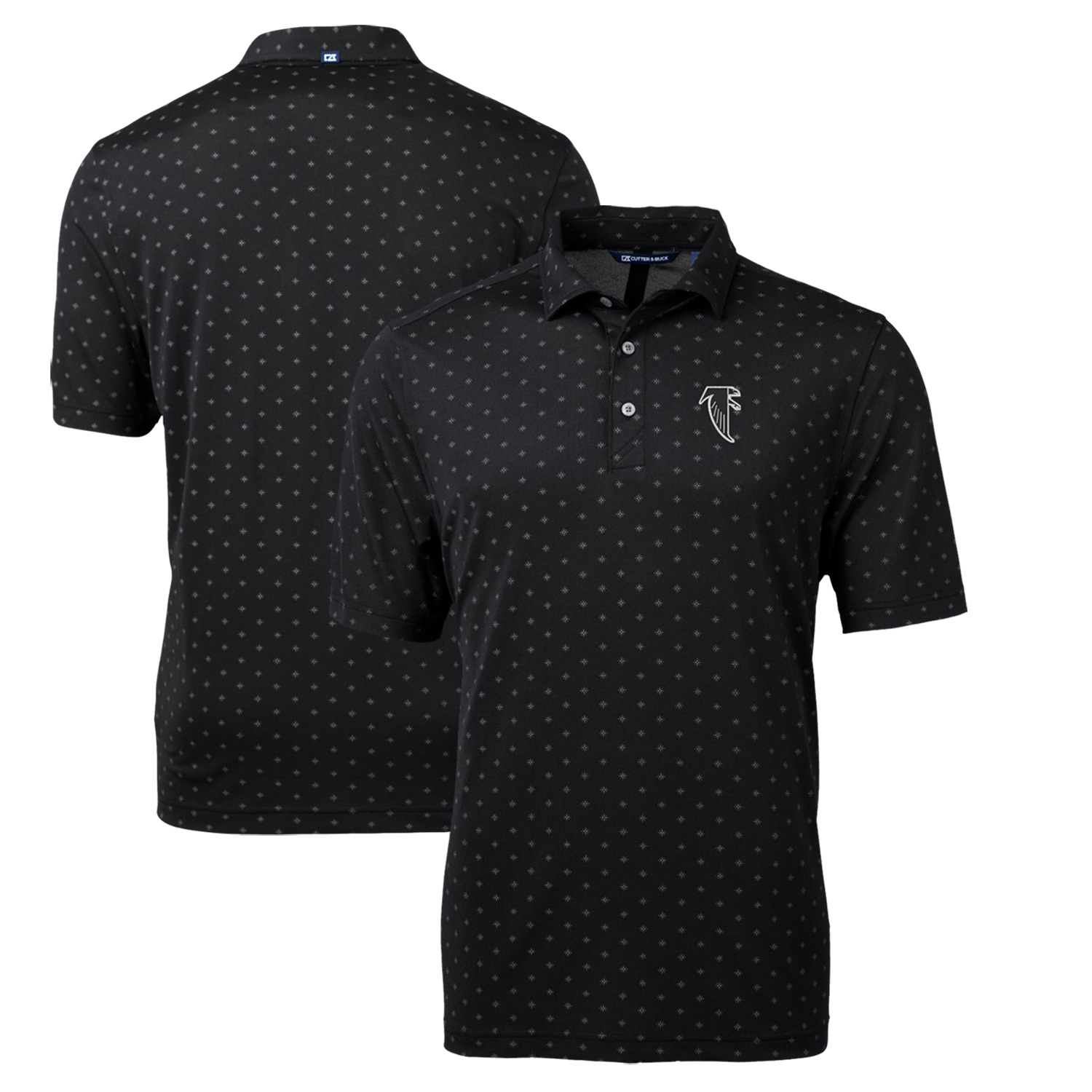 Men's Cutter & Buck Black Atlanta Falcons Throwback Logo Virtue Eco Pique Tile Recycled Polo