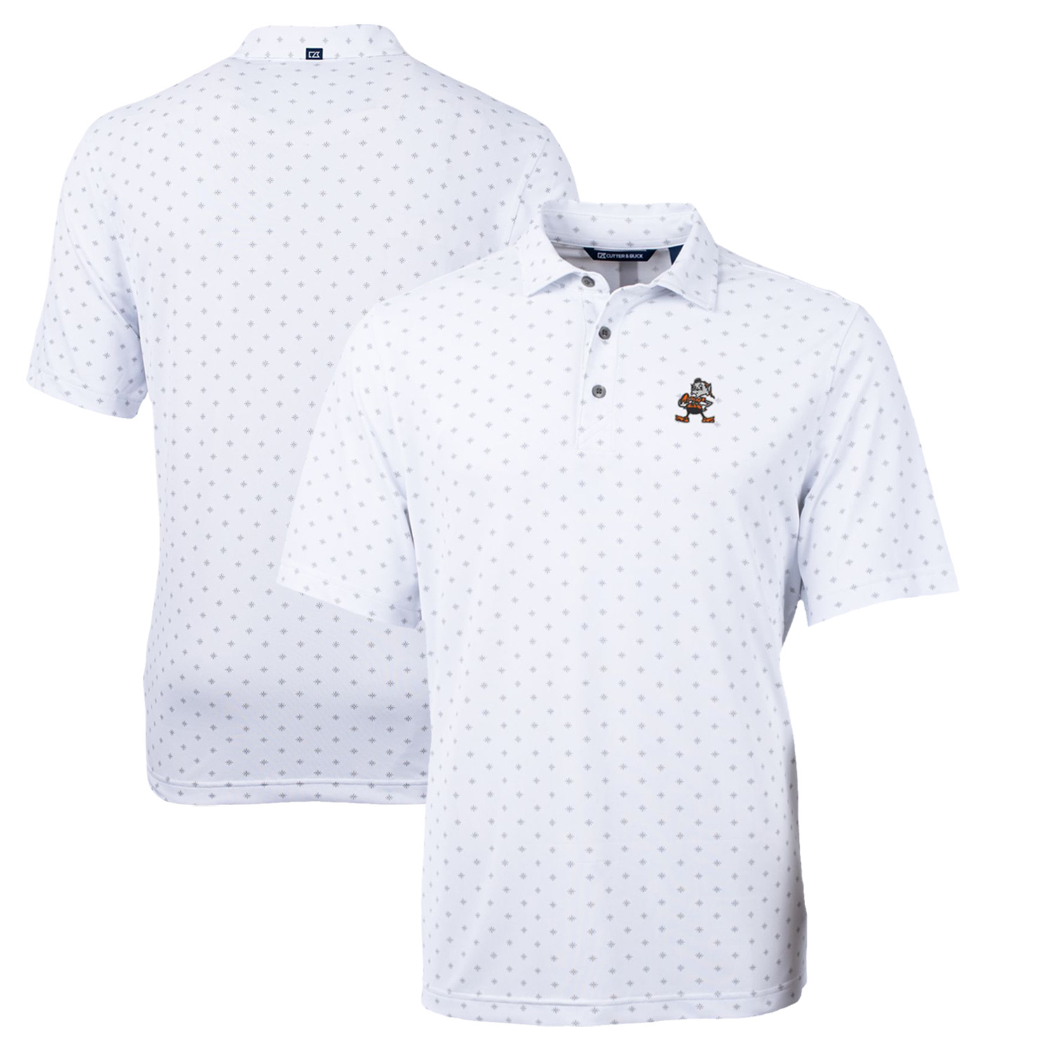 Men's Cutter & Buck White Cleveland Browns Throwback Logo Virtue Eco Pique Tile Recycled Polo