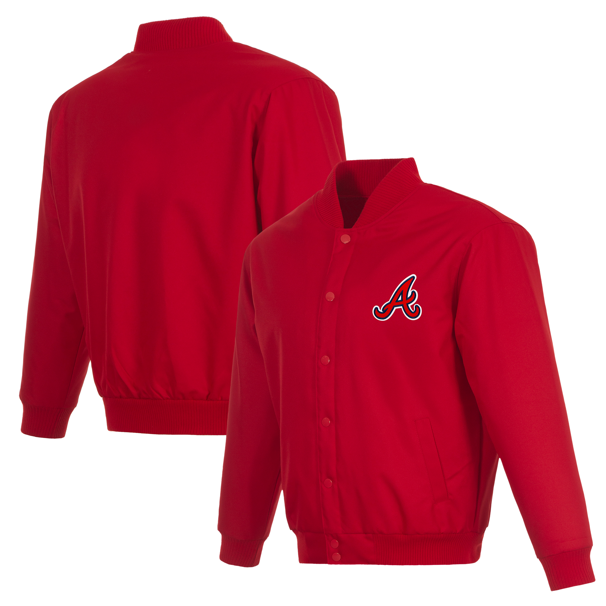 Men’s JH Design Red Atlanta Braves Full-Snap Pollytwill Varsity Jacket Men’s JH Design Red Atlanta Braves Full-Snap Pollytwill Varsity Jacket