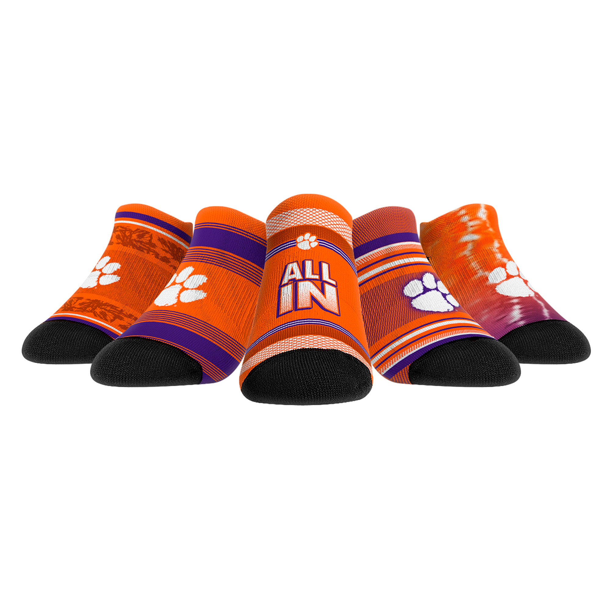 Unisex Rock Em   Clemson Tigers Super Fan Five-Pack Low-Cut Socks Set
