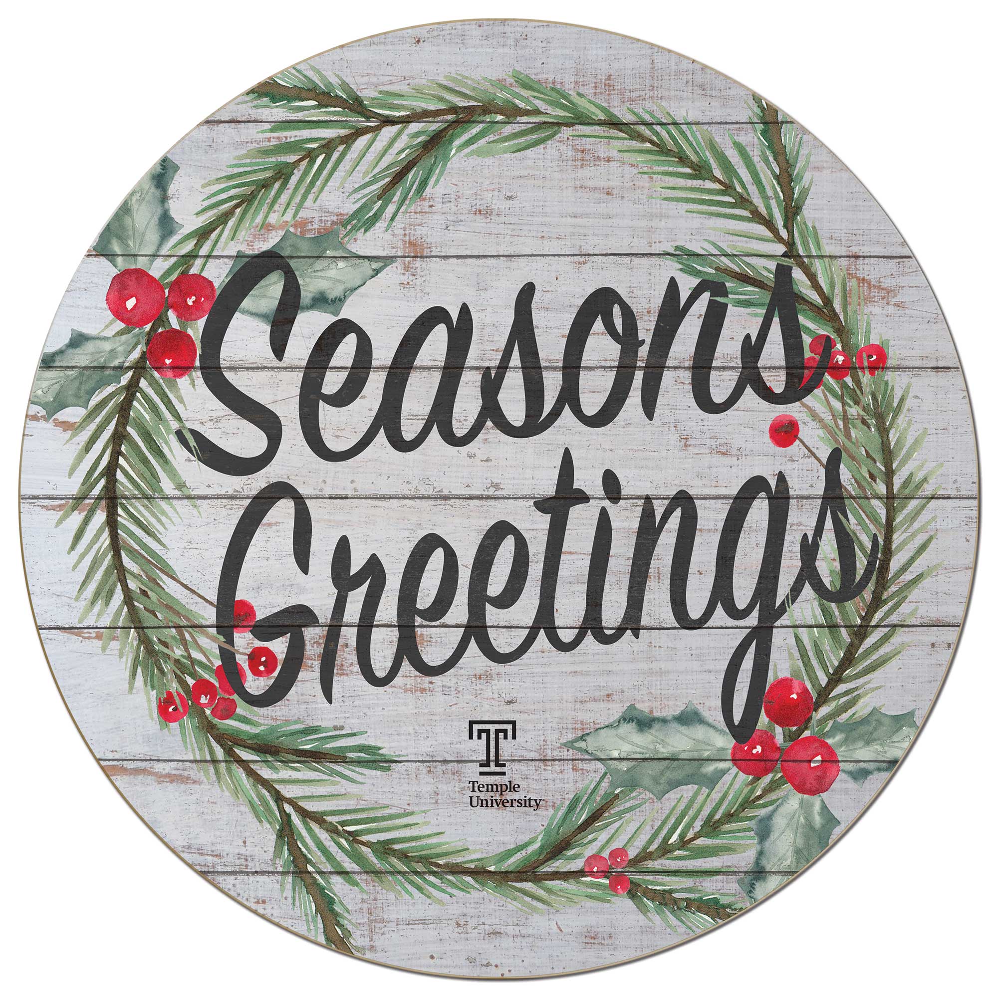 Temple Owls 20'' x 20'' Season's Greetings Circle