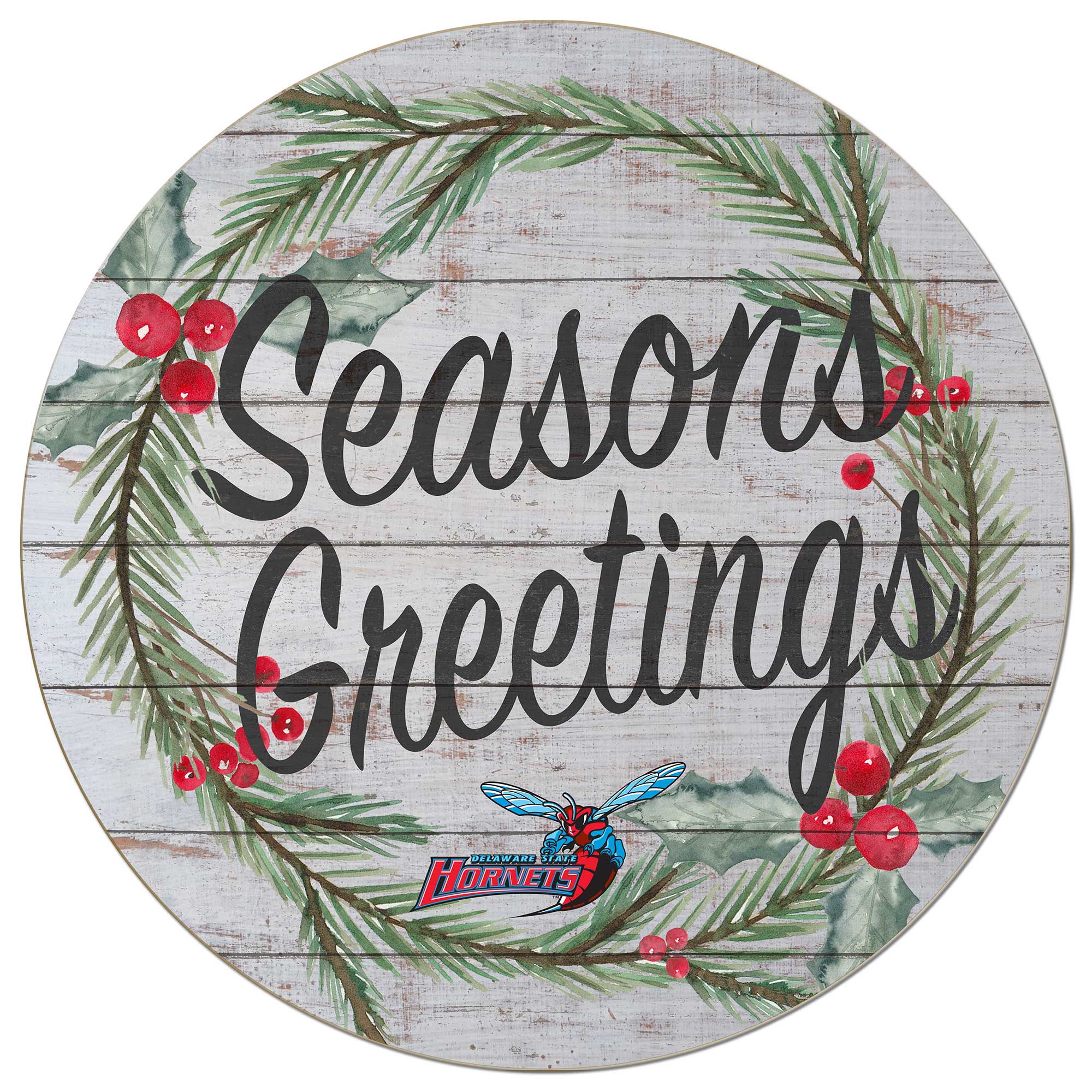 Delaware State Hornets 20'' x 20'' Season's Greetings Circle