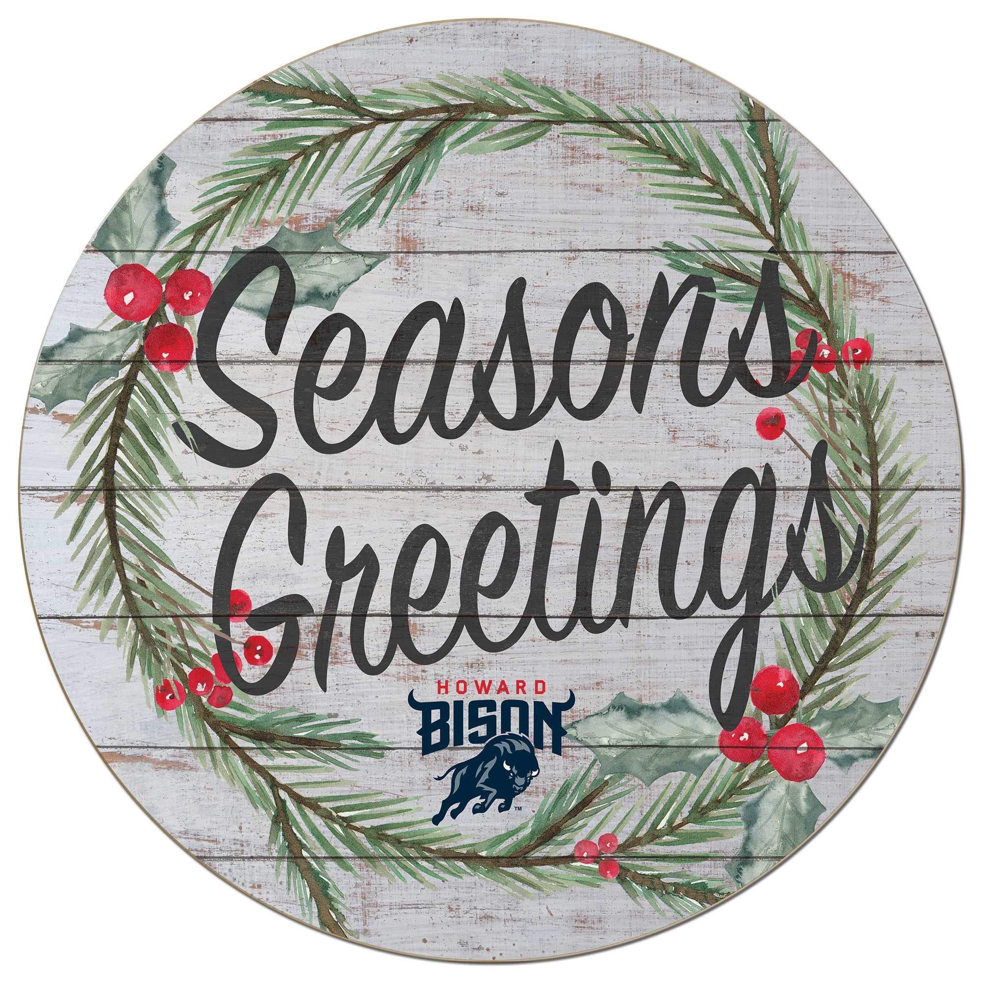 Howard Bison 20'' x 20'' Season's Greetings Circle