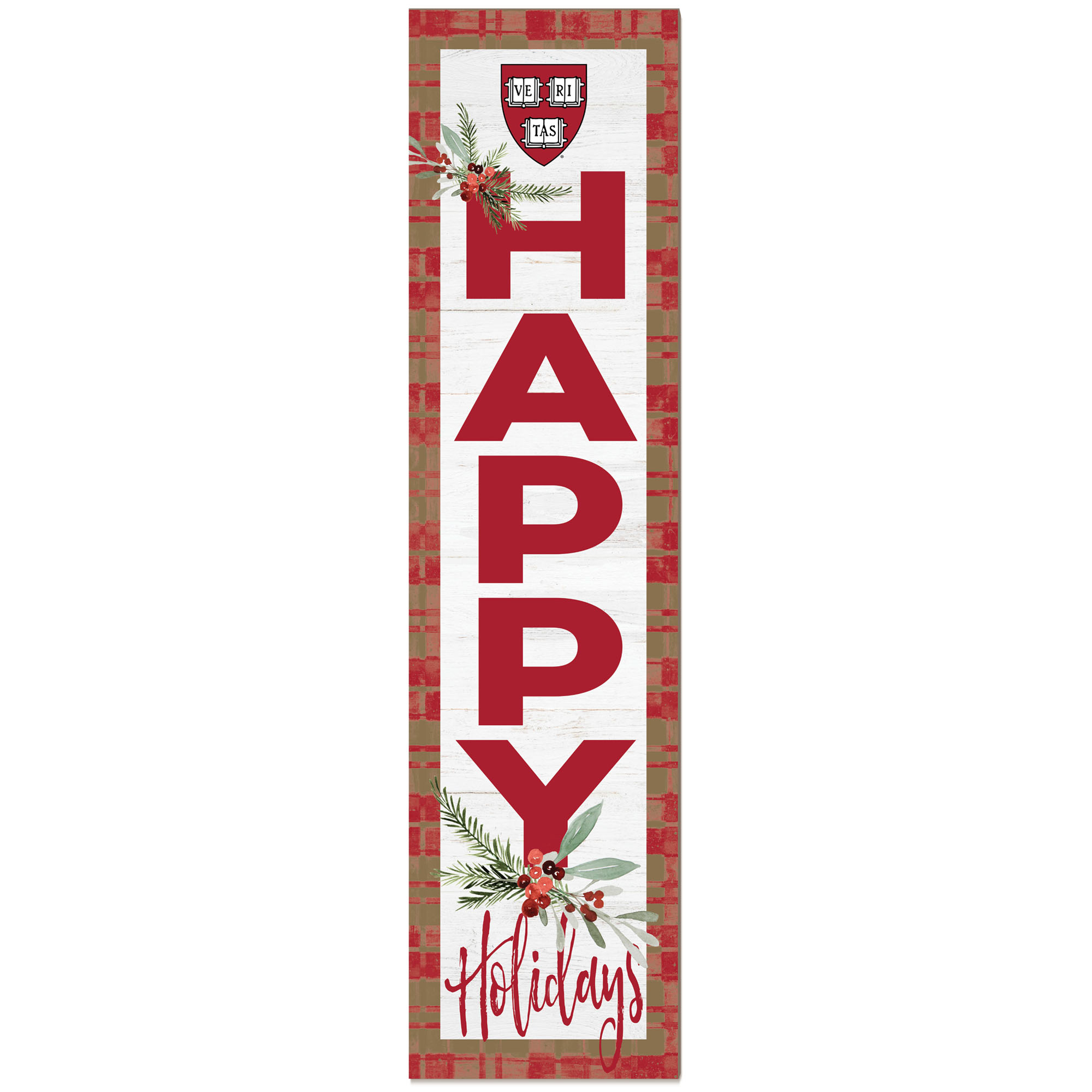 Harvard Crimson 12'' x 48'' Happy Holidays Outdoor Leaner