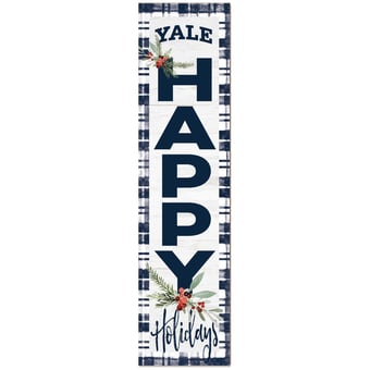 Yale Bulldogs 12'' x 48'' Happy Holidays Outdoor Leaner