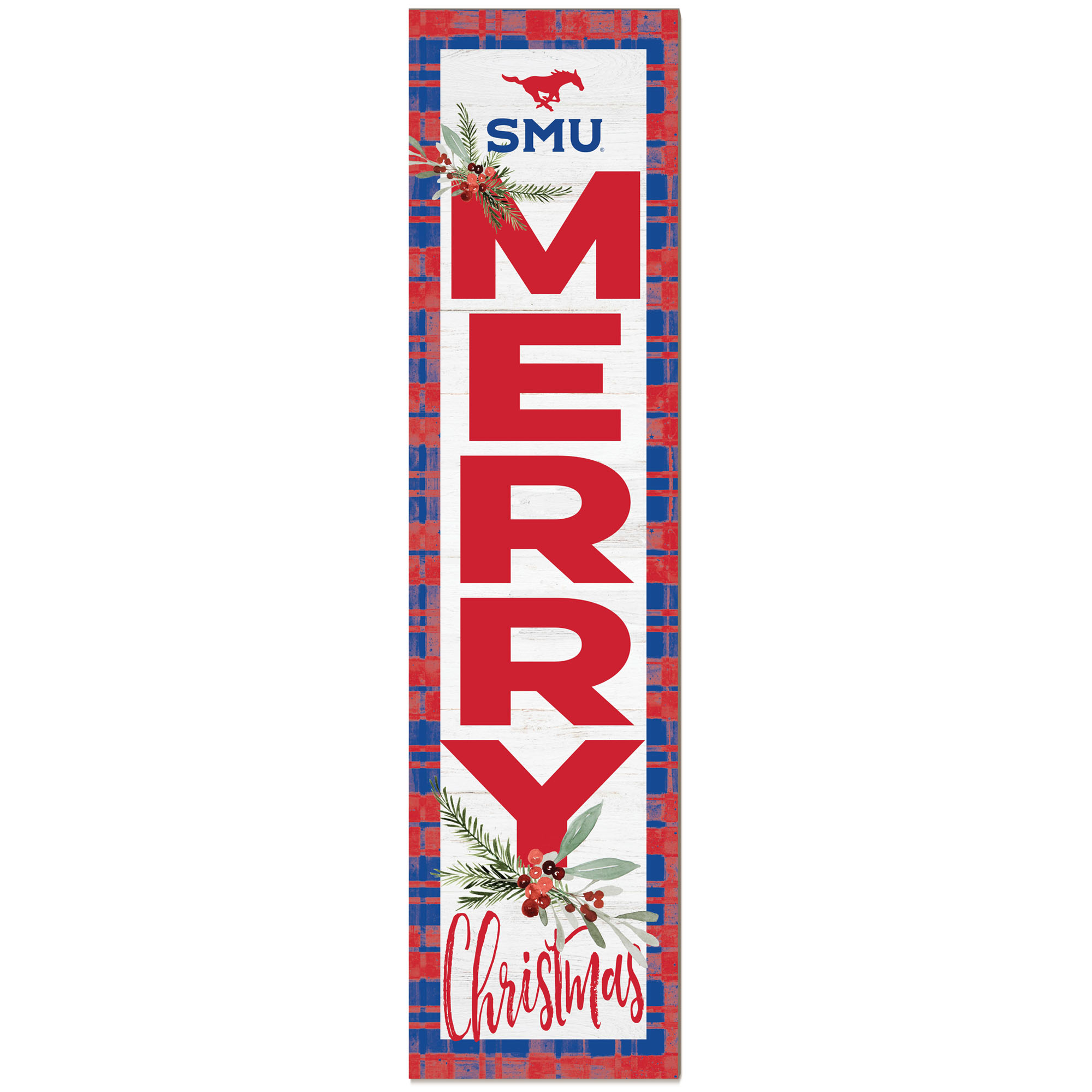 SMU Mustangs 12'' x 48'' Outdoor Christmas Leaner