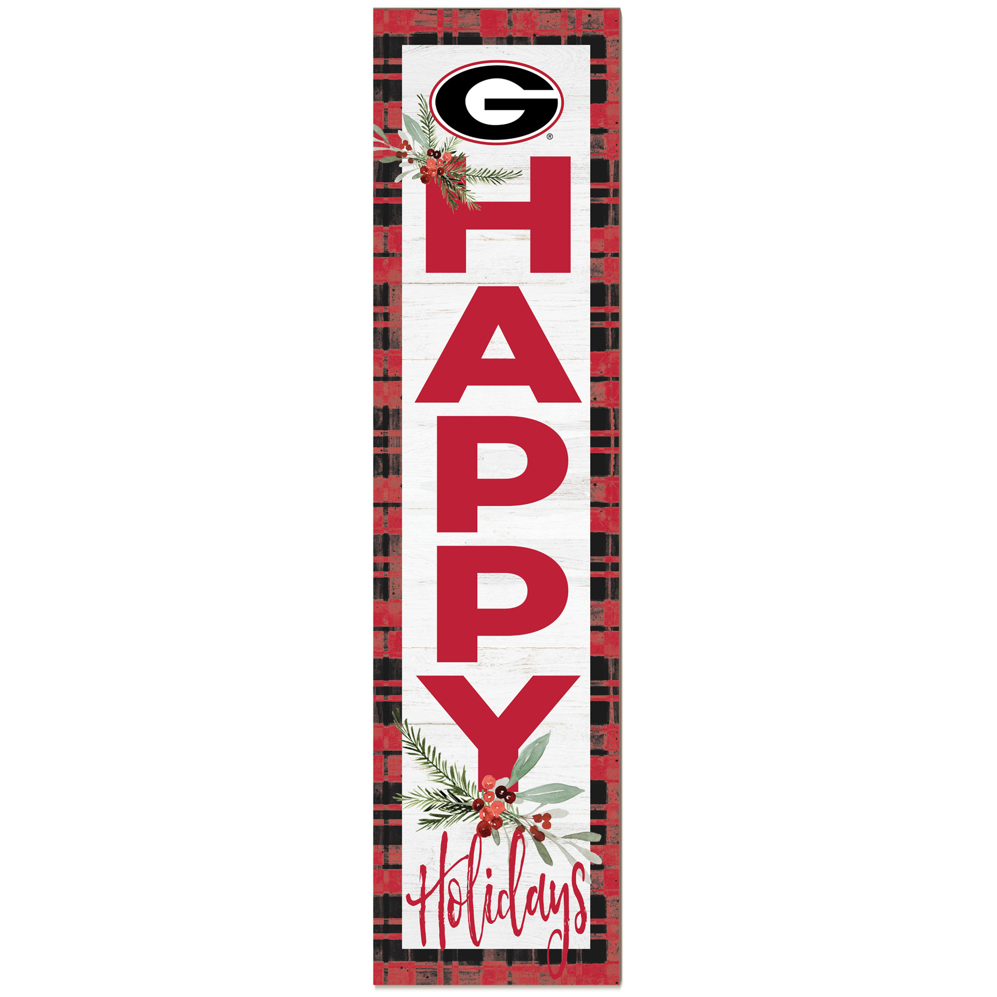 Georgia Bulldogs 12'' x 48'' Happy Holidays Outdoor Leaner